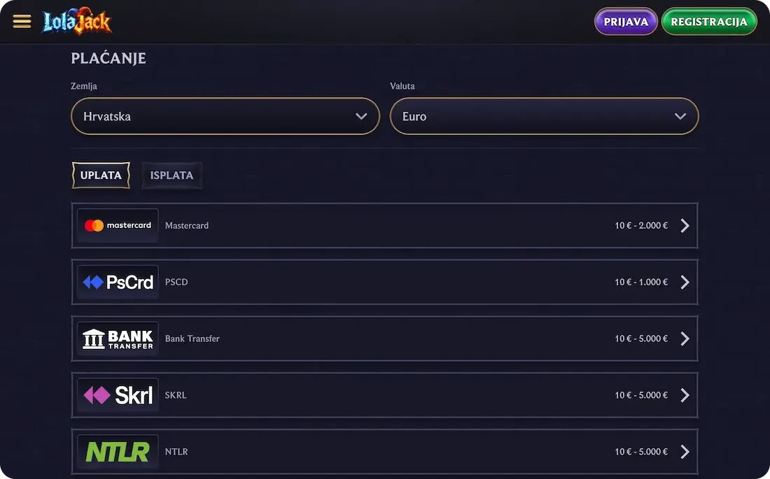 lolajack casino uplate